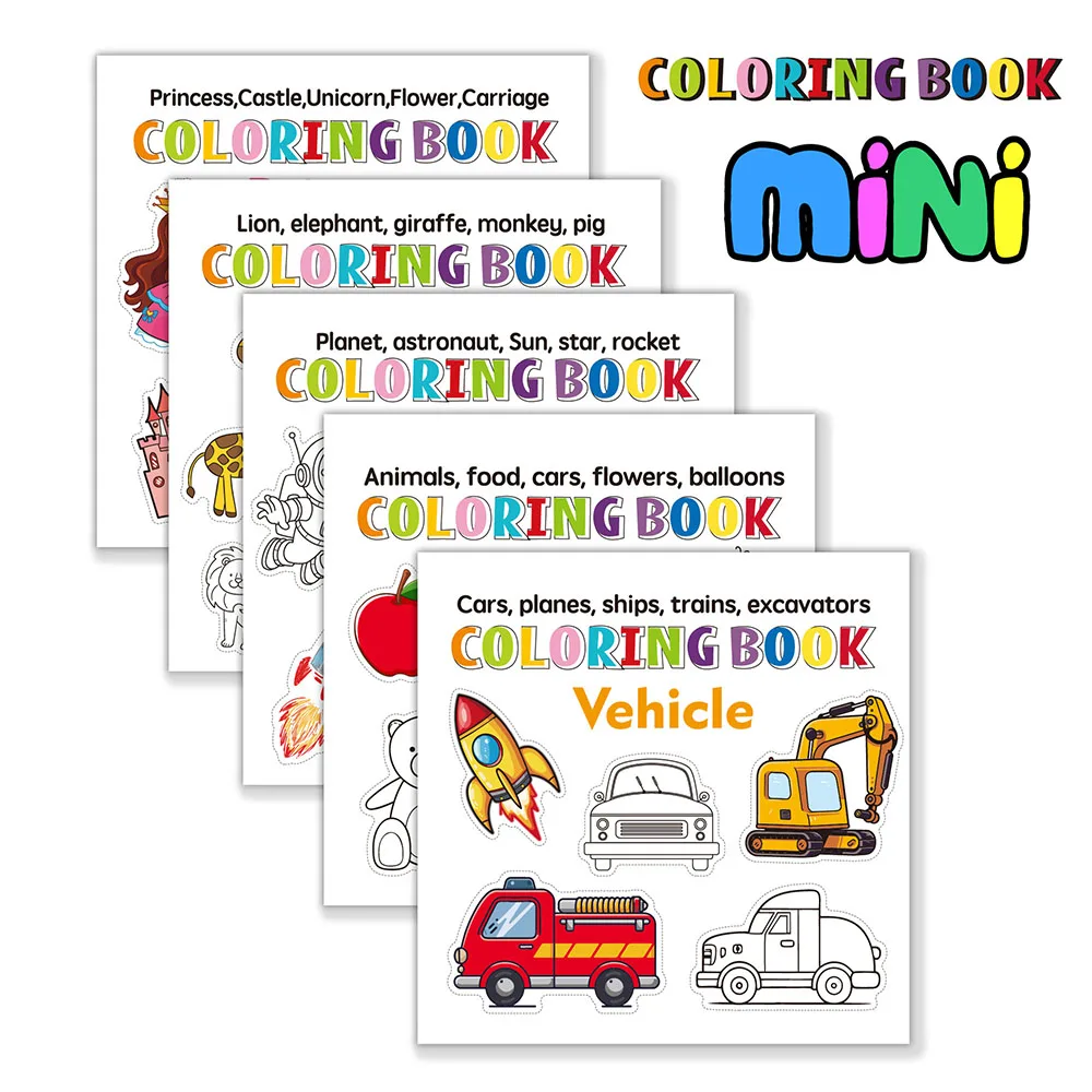 50 mini portable doodle books, student decompression coloring books, various cartoon patterns