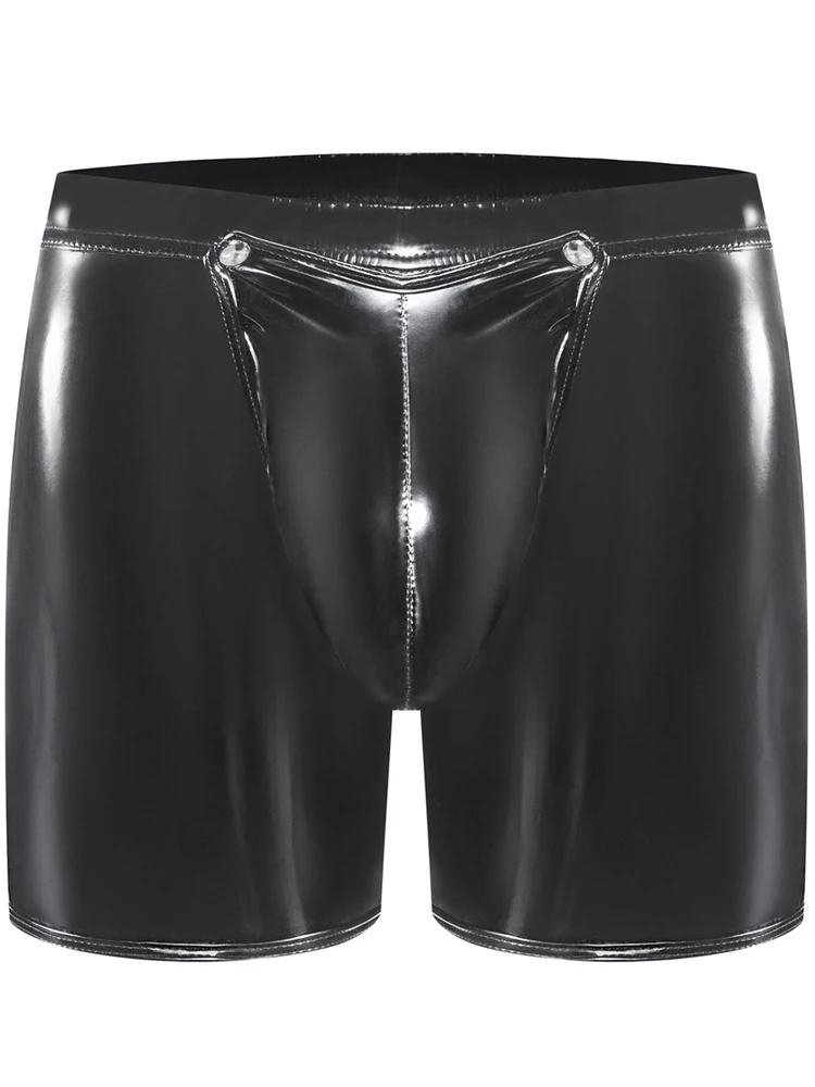 Nuevos Calzoncillos Boxer con Bolsa Convexa de PVC Efecto Mojado, de Cuero PU Brillante, con Entrepierna Abierta, Calzoncillos Boxershorts, Calzoncillos Trunks, Ropa Interior