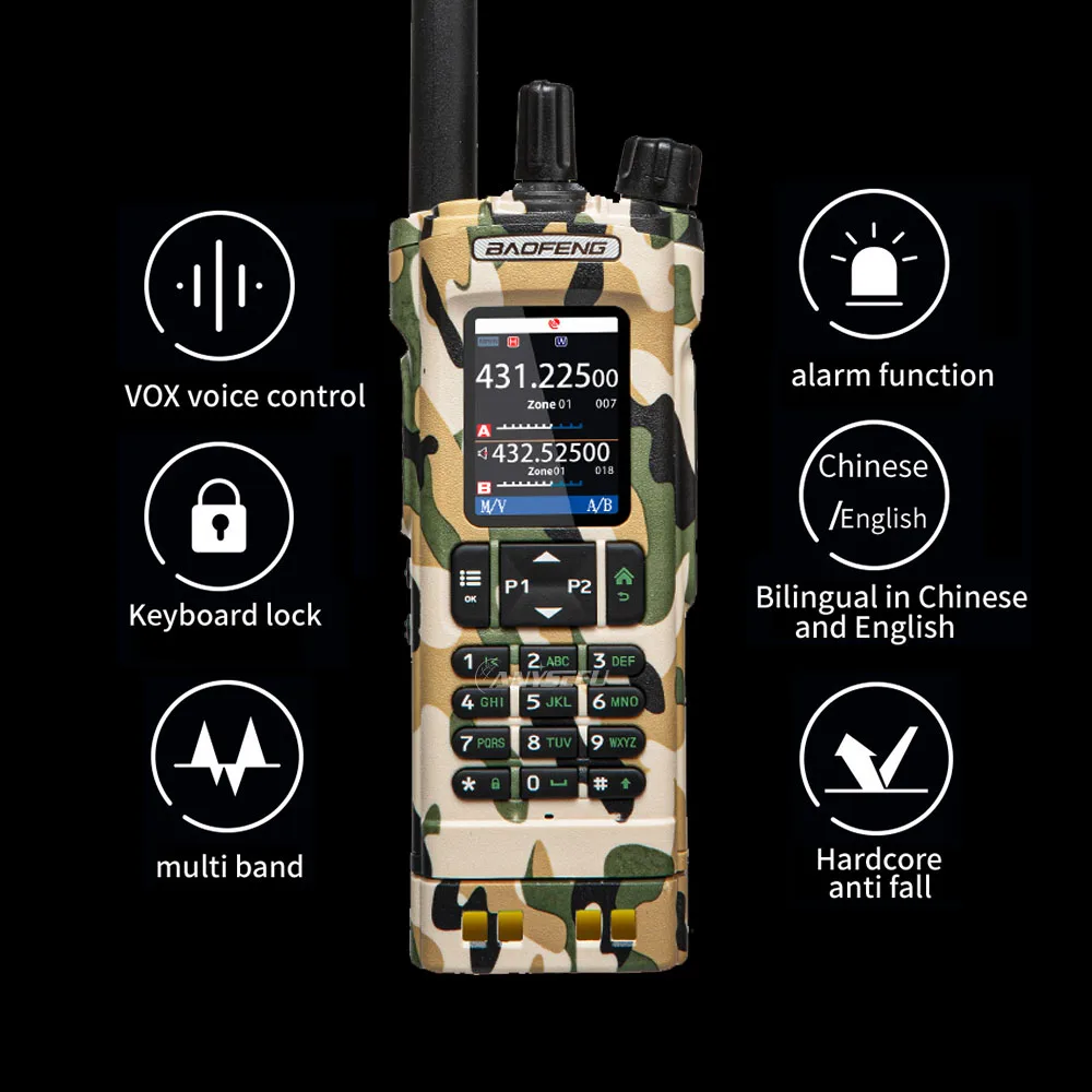 BAOFENG UV32 GPS 10W Multi Band Programming Wireless Copy Frequency NOAA Long Range Ham Two Way Radio 3color UV-32 Walkie Talkie