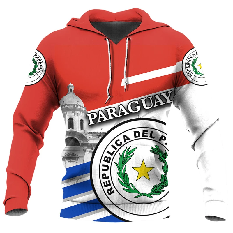 

Paraguay Flag Map Graphic Sweatshirts Fashion National Emblem Hoodies For Men Clothes Coat Of Arms Tracksuit Casual Male Hoody