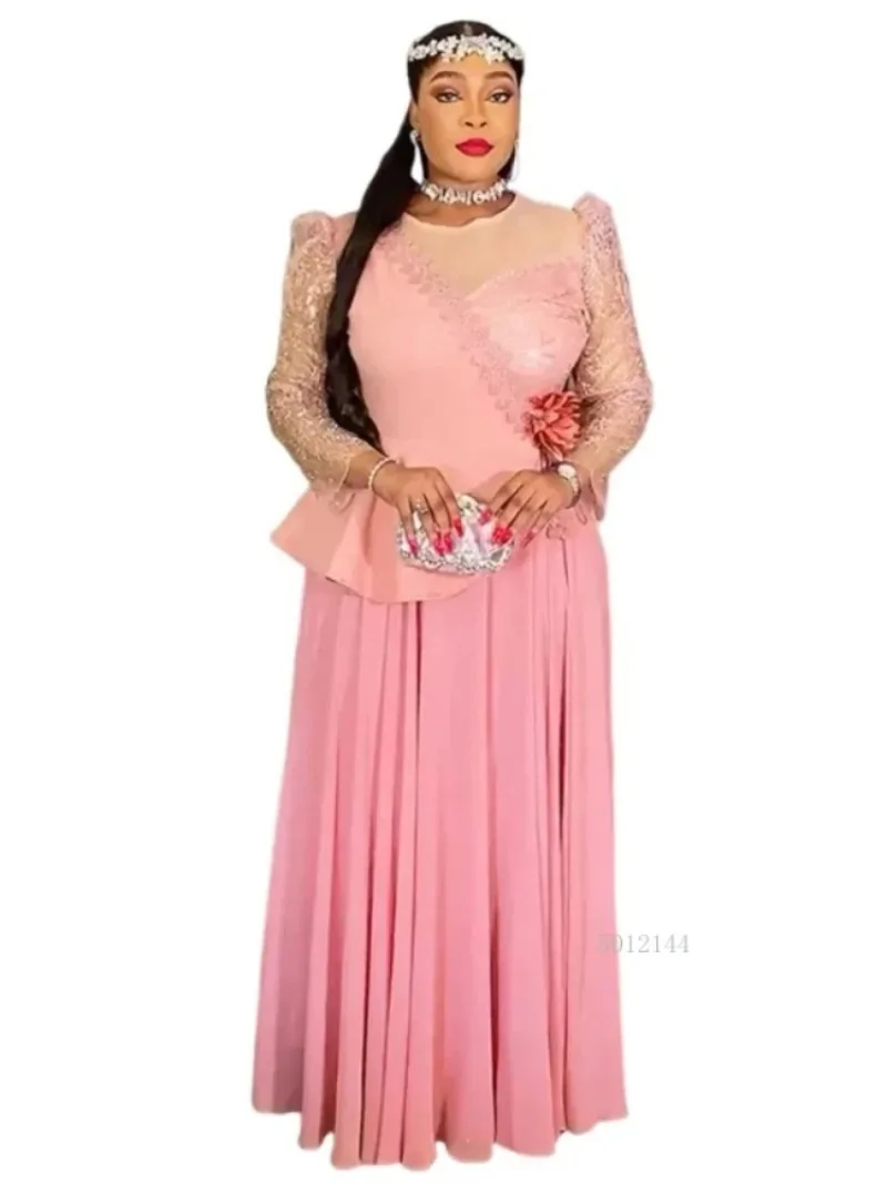 

African Party Dresses for Women 2026 Plus Size Fashion Dashiki Ankara Lace Wedding Gowns Elegant Turkey Muslim Maxi Dress