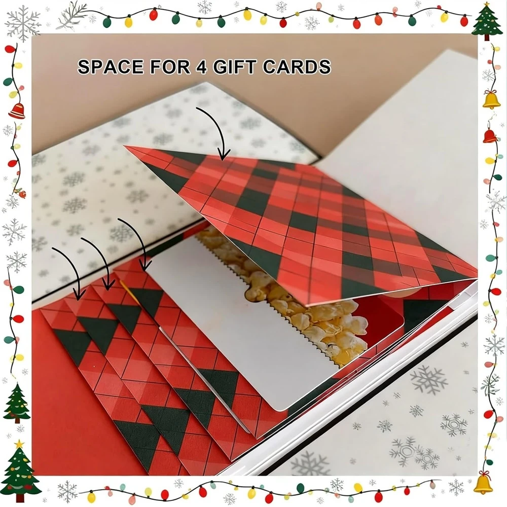 كتيب بطاقات هدايا عيد الميلاد المصنوع يدويًا، كتاب حامل بطاقة هدايا عيد الميلاد، تصميم قابل للسحب، كتاب بطاقات هدايا عيد الميلاد المجيد #4