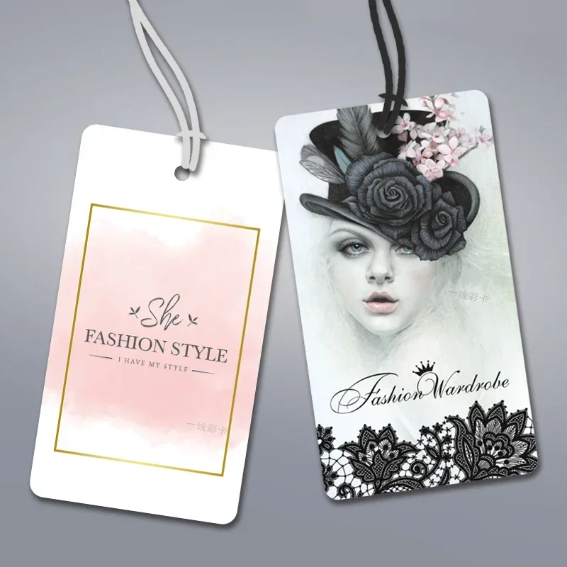 250pcs/lot Personalized Clothing Tags Labels for Clothes Garment Tags in Stock Etiquetas Customized Rope Tags