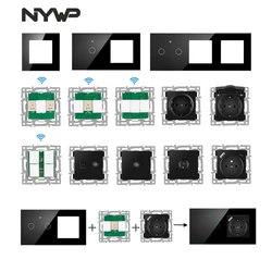 wall module DIY European standard black glass panel power socket intelligent graffiti wifi switch function free combination