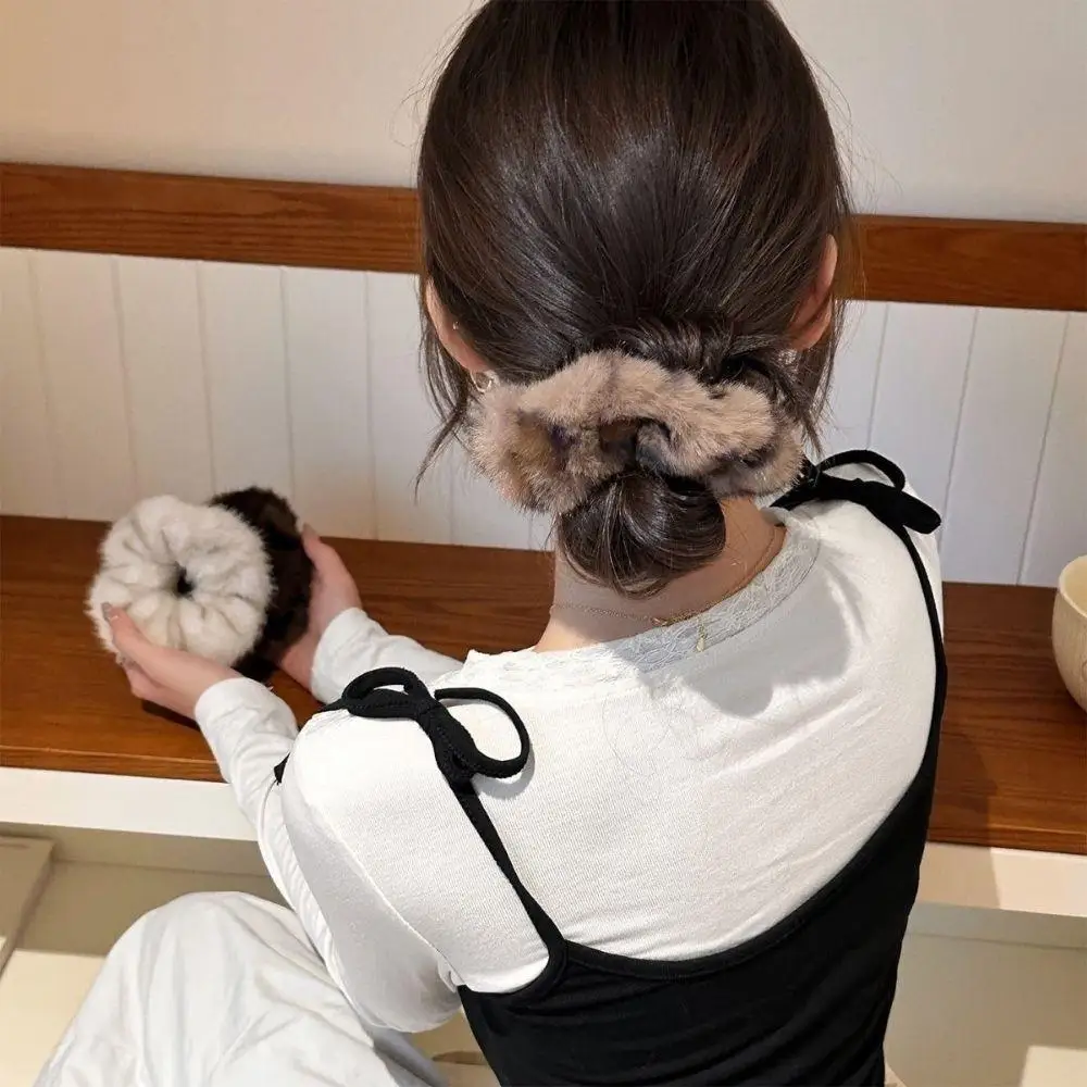 

1PC Large Size Hair Rope For Women Soft Fluffy Plush Exquisite Simulation Mink Headband Scrunchies Versatile Hair Accessories