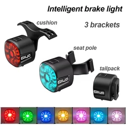 GIYO Night Cycling Safety Bicycle Rear Light Bike USB Charge Taillight MTB Waterproof LED Smart Brake Sensing Bike Flash Lamp