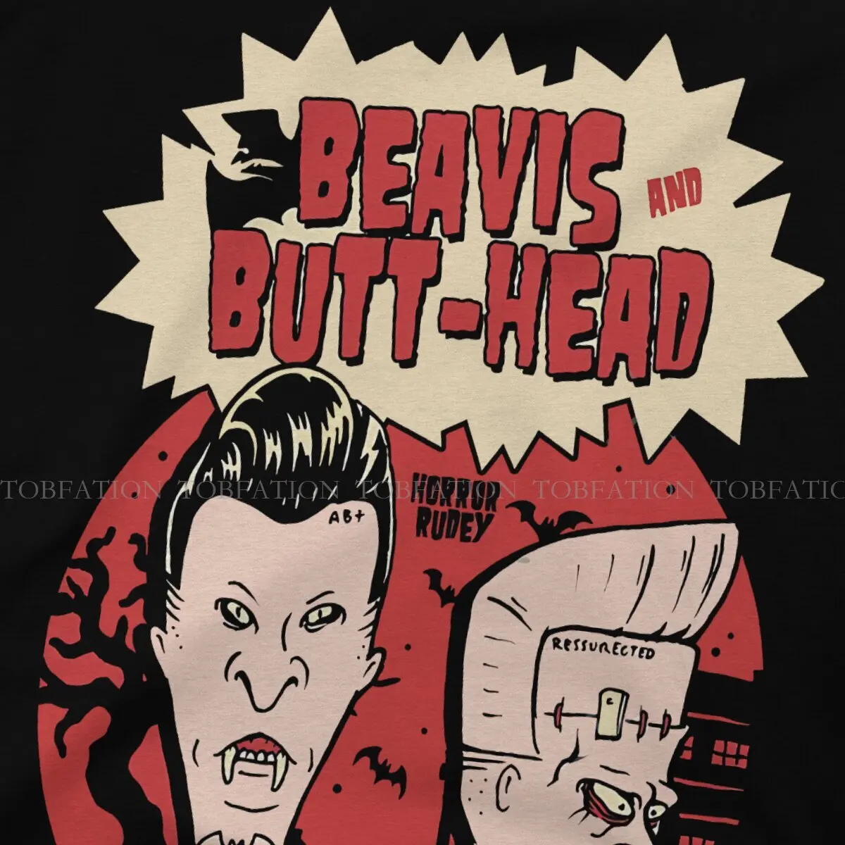 Beavis and Butthead Horror Rudey Halloween 100% Cotton T Shirt Vintage Punk Men\'s Tee Shirt O-Neck Streetwear