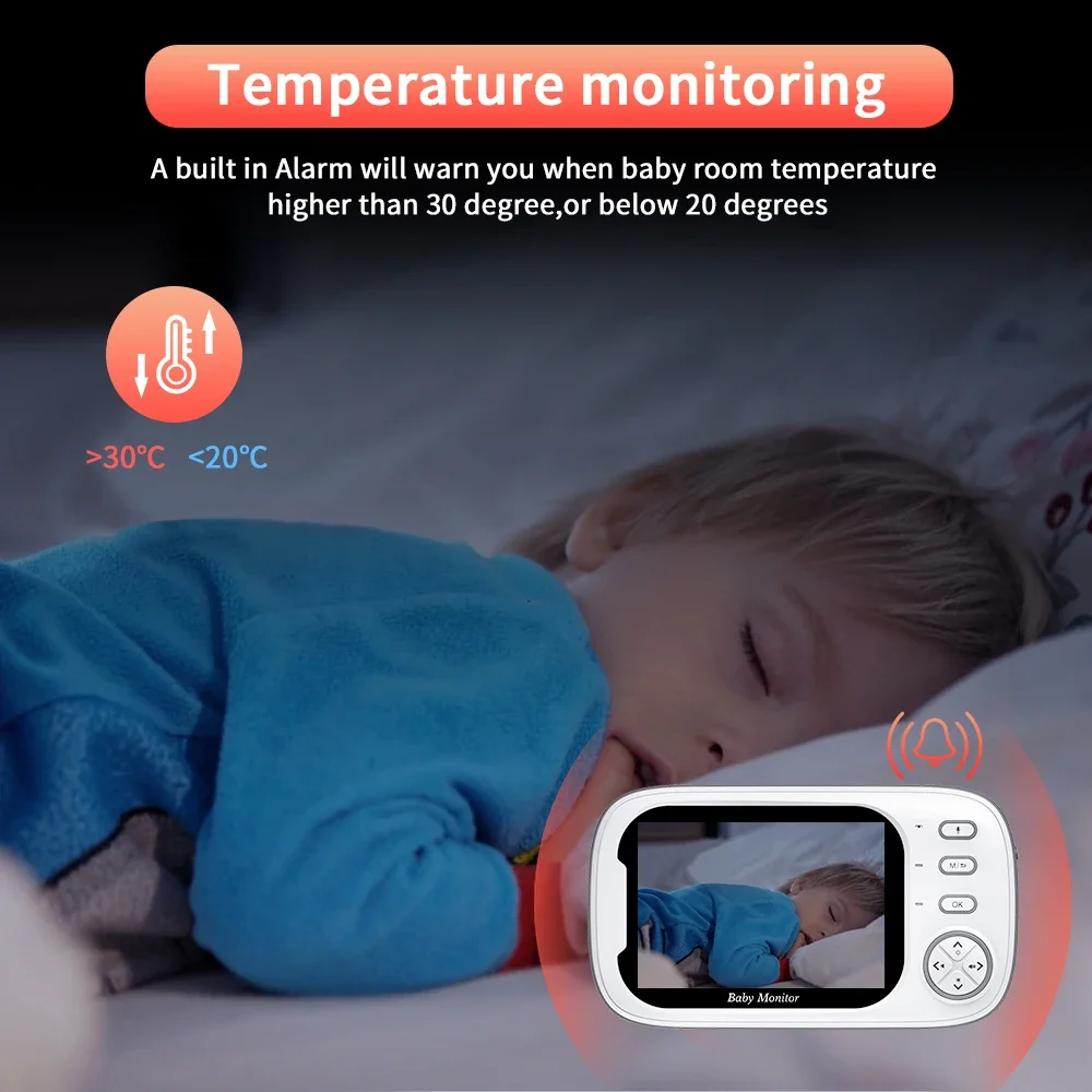 Imagem -05 - Electop Monitor de Bebê com Vídeo sem Fio de 35 Polegadas Visão Noturna Monitoramento de Temperatura Vídeo Porteiro Proteção de Segurança para Casa Inteligente