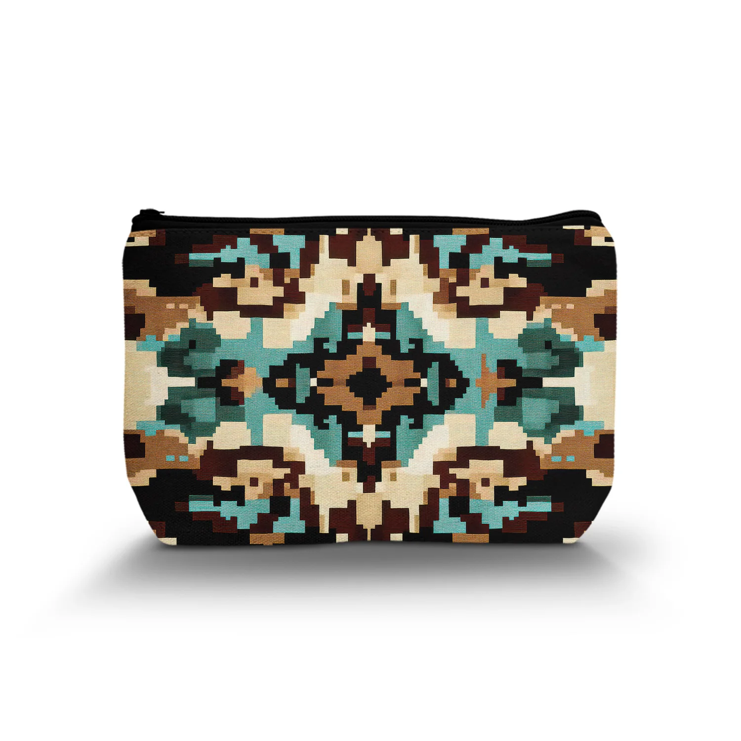 1Pc Tribal Style Cosmetic Bag Primitive Tribal Pattern Retro Ethnic Culture Multifunctional Cosmetic Bag With Zipper A