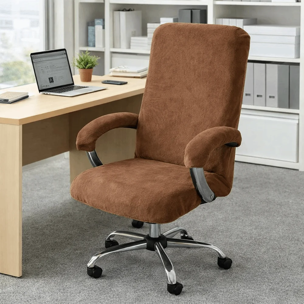 Elastic Office Chair Cover Removable Thickened Computer Chair Cover Washable Solid Color Velvet Chair Cover Internet Cafe
