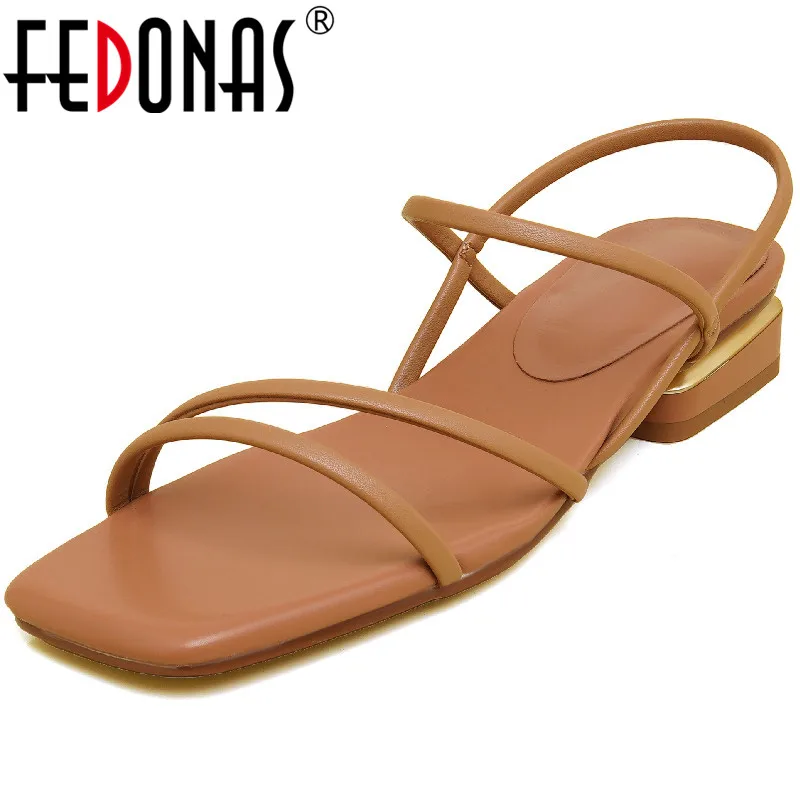 FEDONAS New Arrival damskie sandały moda letnia wąskie paski buty na niskim obcasie kobieta 2024 letnia impreza Casual Office Ladies