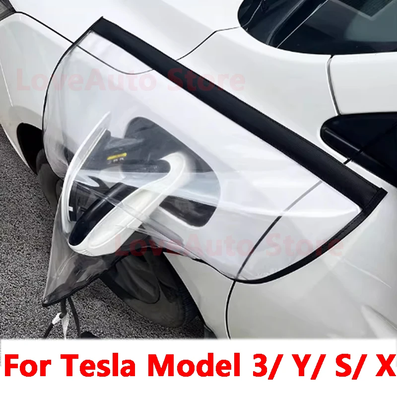 

For Tesla Model Model 3 Y S X Car Charging Port Rain Cover Rainproof EV Charger Guns Cover Protection Electric Accessories