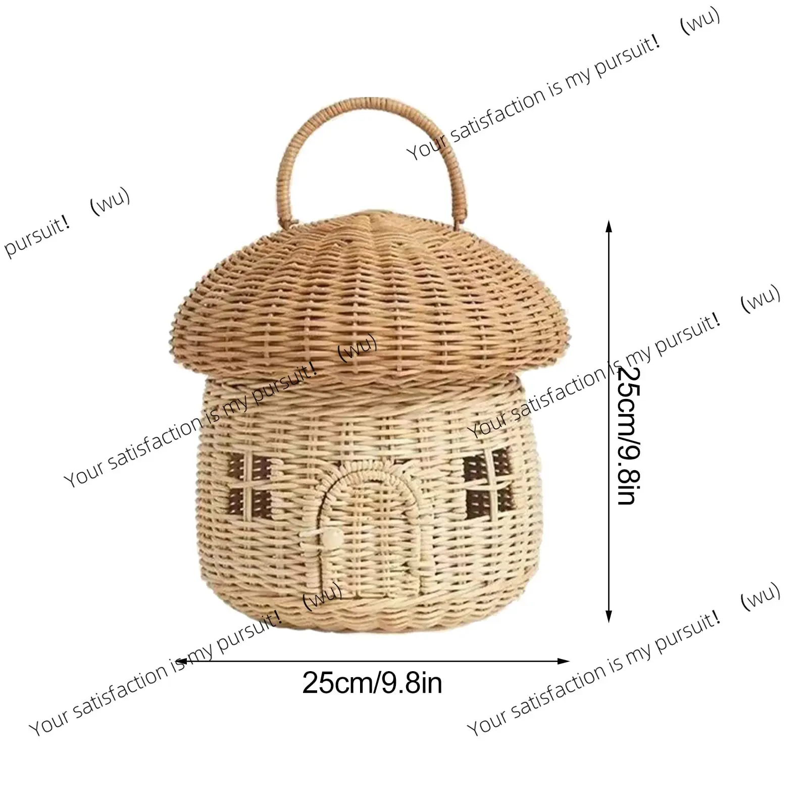 Rattan Tote Bag Woven Mushroom Basket Handmade Beach Bags Kids Toy Handcrafted Gift Room Decoration Storage Tote Bags
