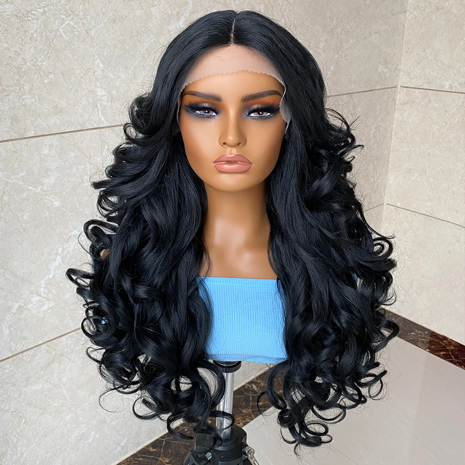 ブロンドレースフロントウィッグ合成13x5x1 Tパートレース女性用ウィッグ24インチピンクホワイトブロンドブラックレースウィッグベビーヘア付き女性用