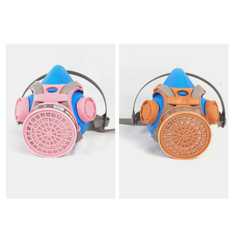 Pink New Half Face Gas Respirator Dust Mask Self Breathing Dual Filtering Cartridge For Spraying Painting Polishing Work Safety