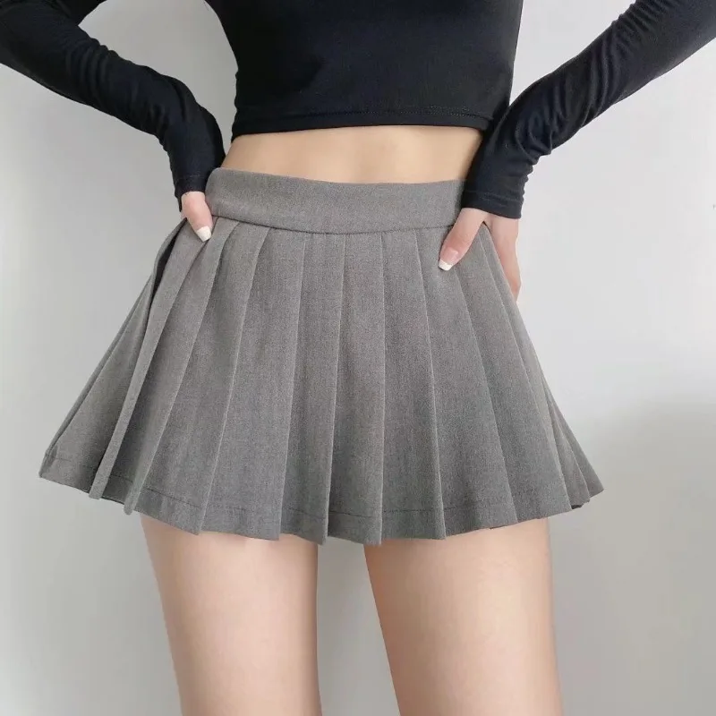 Solid Mini Skirts Women Summer Hotsweet Girls High Waist Pleated Anti-glare Design Trendy European Style Streetwear Casual Chic