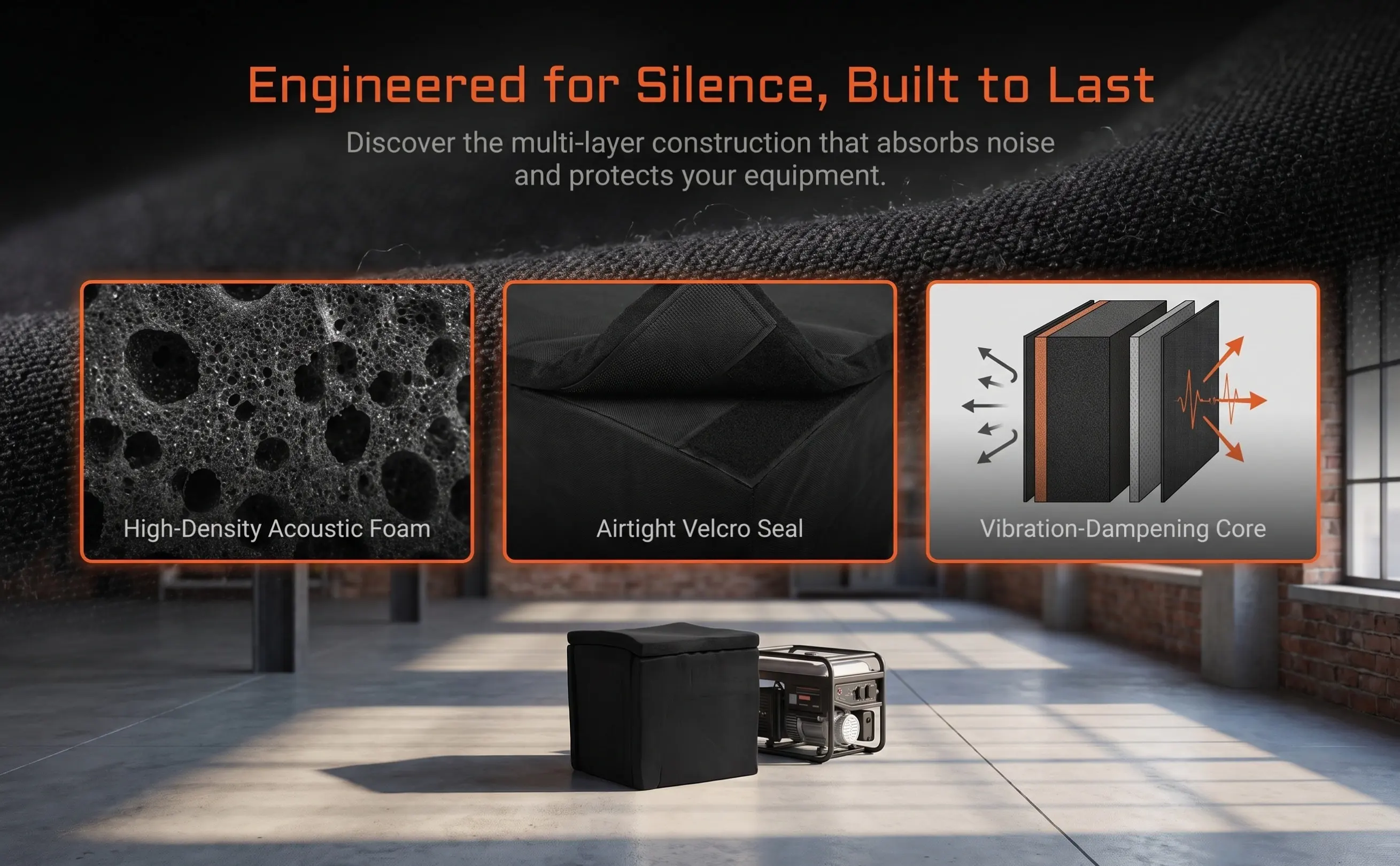 Soundproof Box Noise Reduction Enclosure 10x8x8 Black Soundproof Cover for Water Pumps Generators Air Pumps Industrial Home