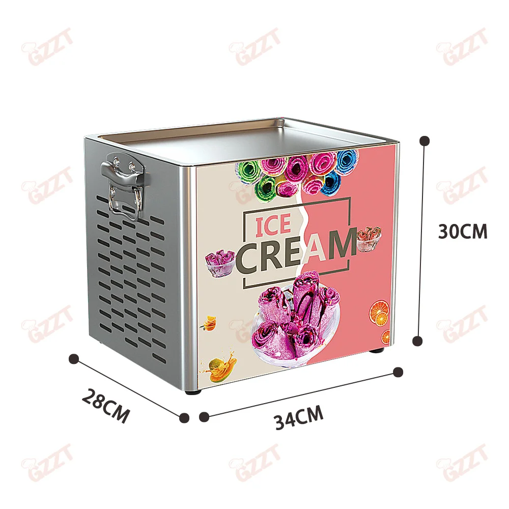 GZZT SSIMF10 Tabletop Electric Fried Yogurt Maker Stir-Fried Ice Cream Rolls Machine Home Yogurt Fruit Smoothie Machine 110-220V