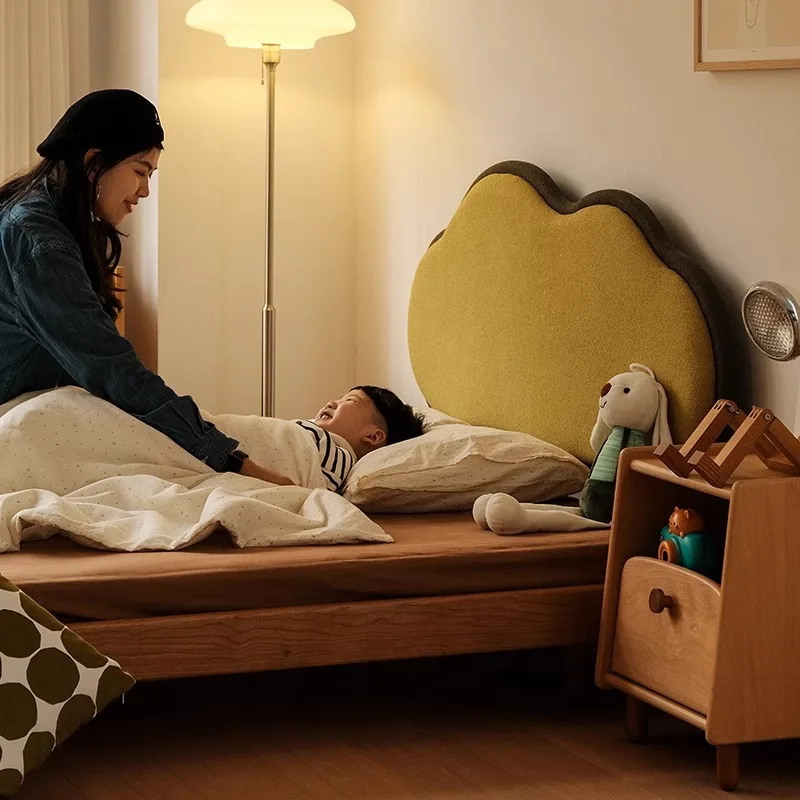 Cherry wood single children's bed solid wood single bed children's room bedroom furniture boy girl bed