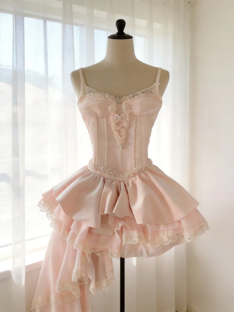 

French Retro Elegant Woman Dresses Sexy Strapless Design Short Party Mini Dress Female Sweet Fairy Birthday Party Chic Clothes