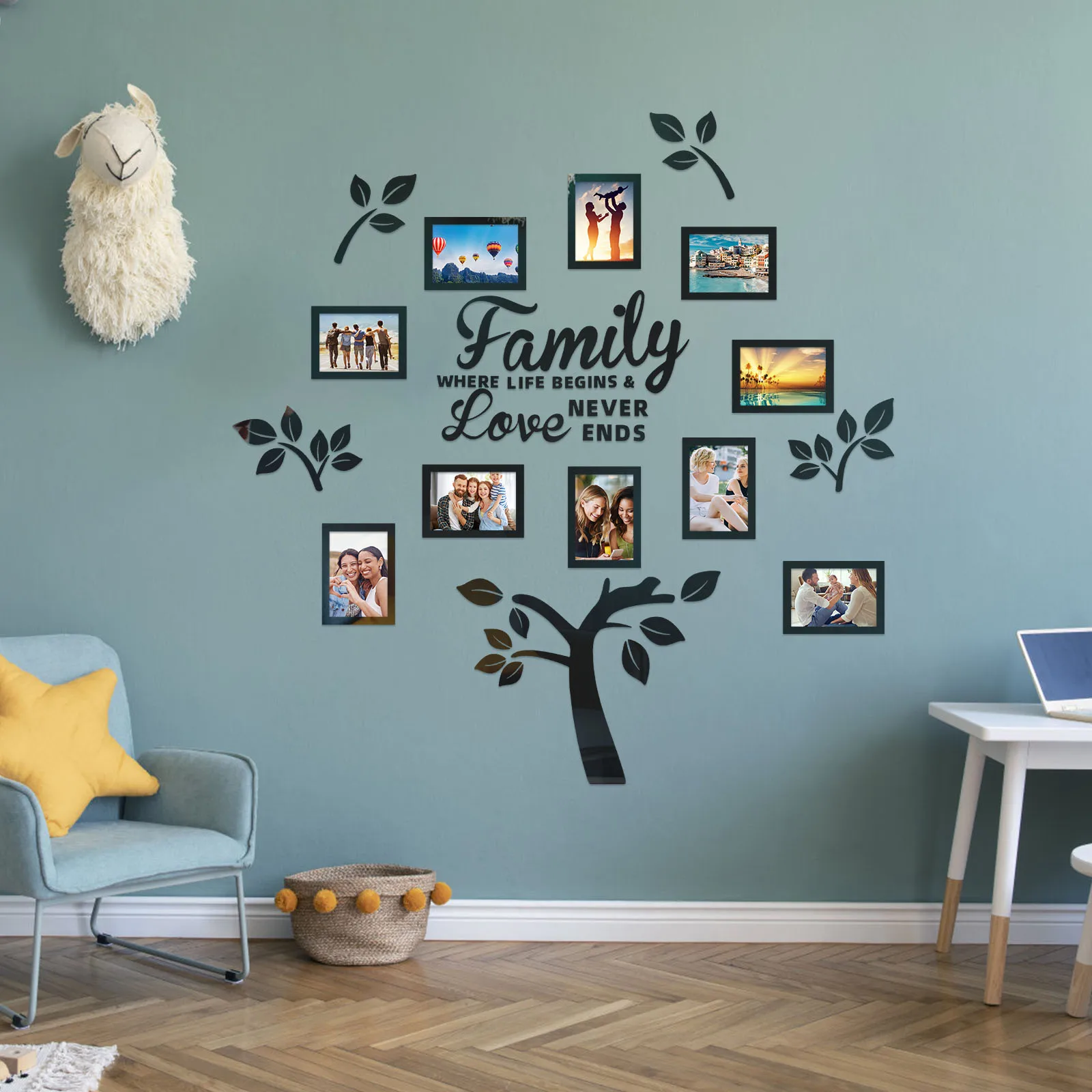 Family Tree Wall Decal Acrylic Family Tree Wall Decor Decorative Family Tree Wall Sticker Stylish Wall Decal Picture Frame Warm