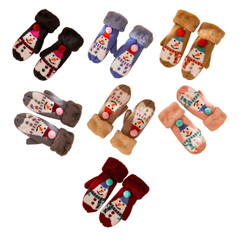 

Christmas Full Finger Gloves Fleece Lined Mittens Knitted Warm Winter Mittens