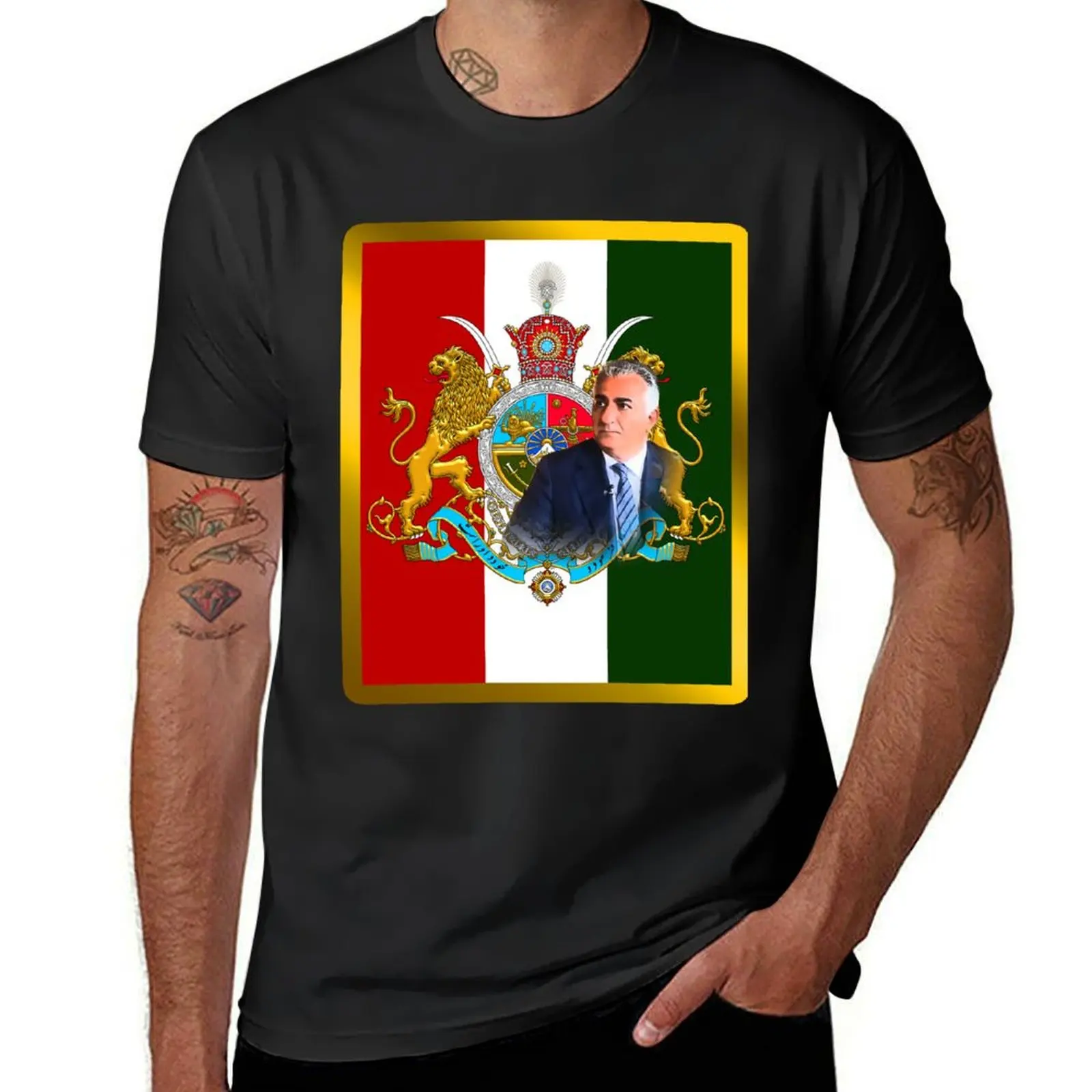 Iranian Imperial Coat of Arms of Iran with king Pahlavi T-Shirt sublime sweat heavyweight t shirts for men