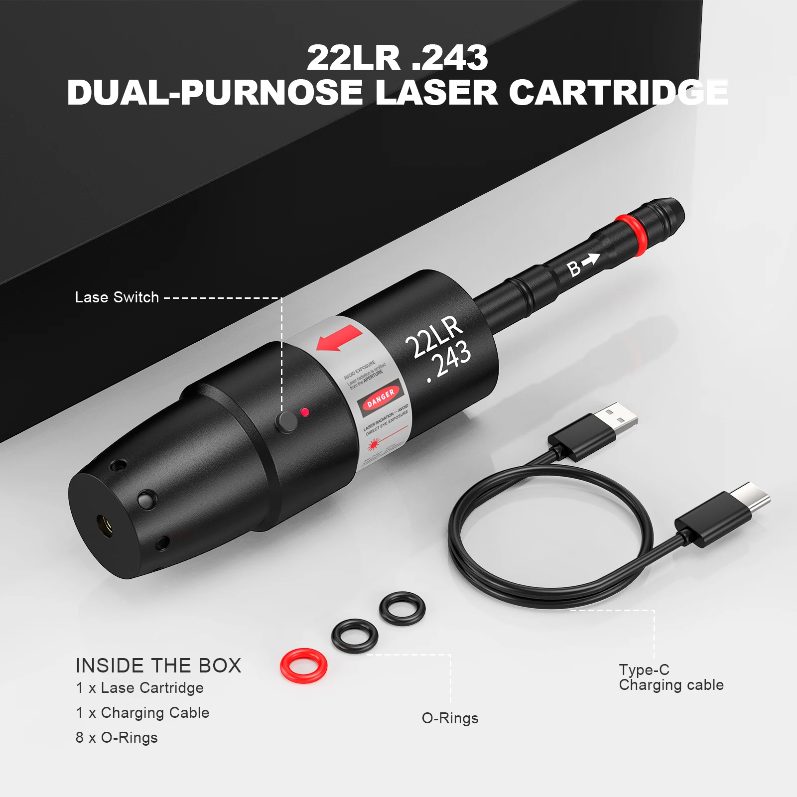 

Dual-Purpose Red/Green Laser Training System for .22LR.243: Type-C Rechargeable, Smart & Convenient.