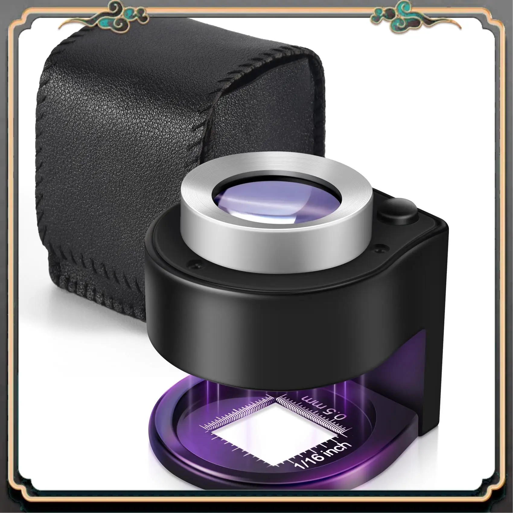 

ASMA-30X Scale Desktop Magnifier With 3 LED Mini Handheld Illuminated Magnifying Glass Dual Optical Glass Jeweler Loupe