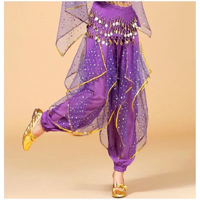 

Women Ladies Bollywood Belly Dance Costumes India Arabian Stage Coins Harem Pants Gypsy Halloween Costume Fancy Cosplay