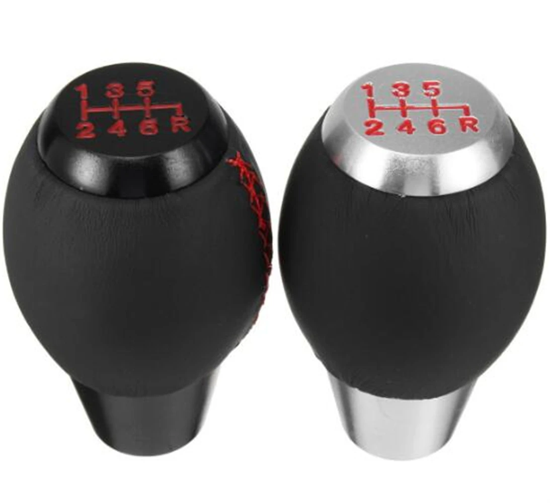 

6-скоростная красная ручка переключения передач из искусственной кожи, универсальная автомобильная ручная ручка переключения передач