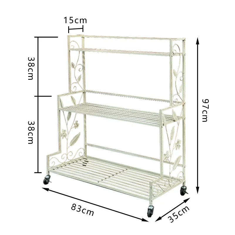 

American retro wrought iron outdoor flower stand balcony garden terrace multi-layer flower pot shelf courtyard floor-to-ceiling