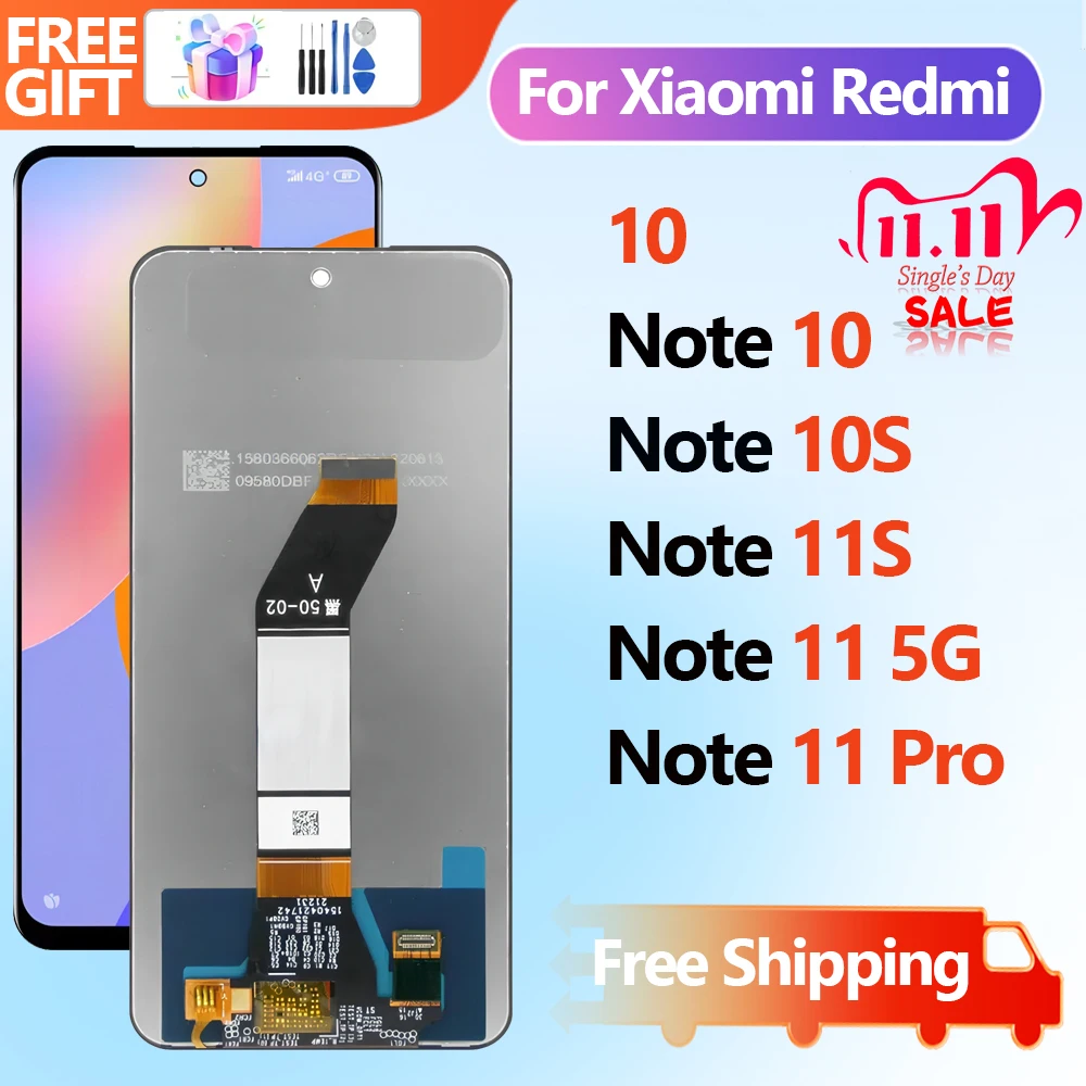 100% Original For Xiaomi Redmi 10 Note 10 10s 11 11s Pro 5G Display Screen Touch Glass Digitizer For Redmi Note 11S LCD