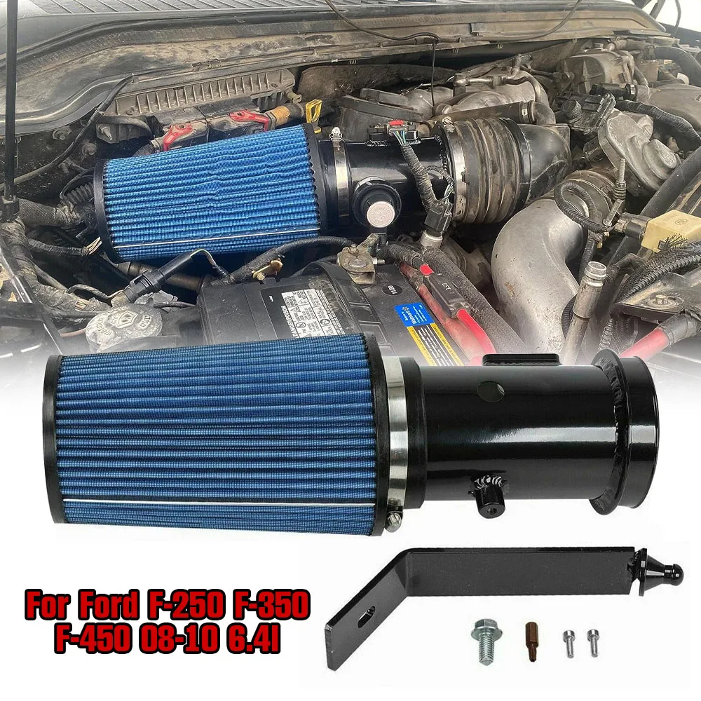 Aluminum Cold Aair Intake System Kit For Ford F-250 F-350 F-450 08-10 6.4l With Air Filter Powerstroke Diesel