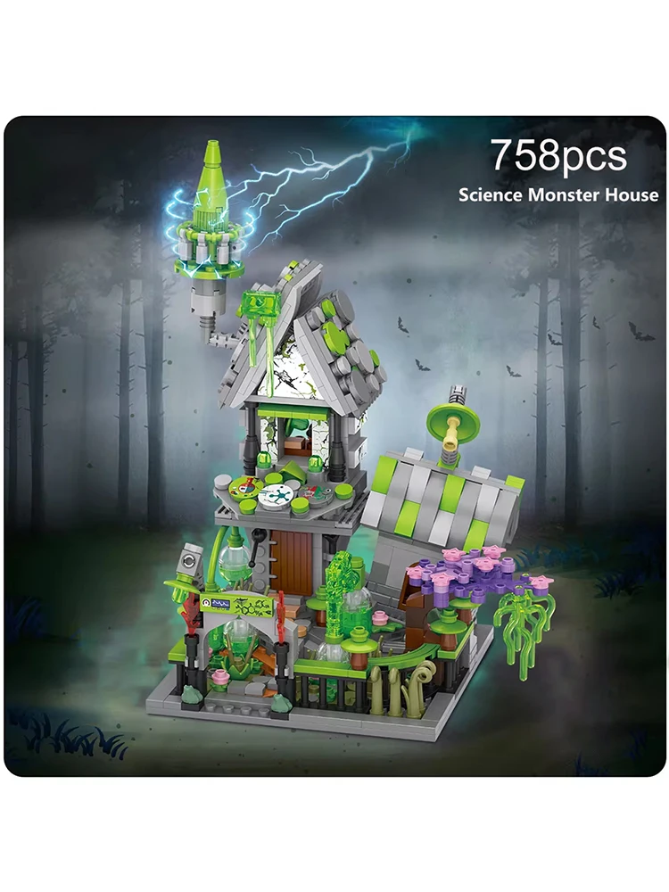 ToylinX Creative Building Blocks Science Monster House Element Mini Brick Building Toy 758pcs Children\'s Halloween Gift