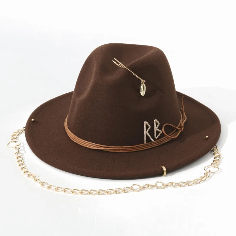 chain fedoras hats for women luxury designer brand church hats ladies elegant wedding hat