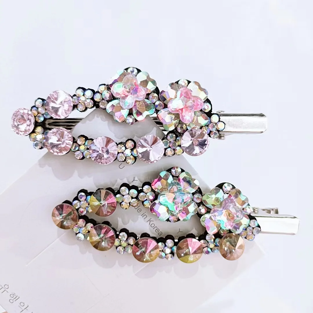 

Crystal color flower duck clip hairpin pure and fresh and sweet the drill clamp clip headdress