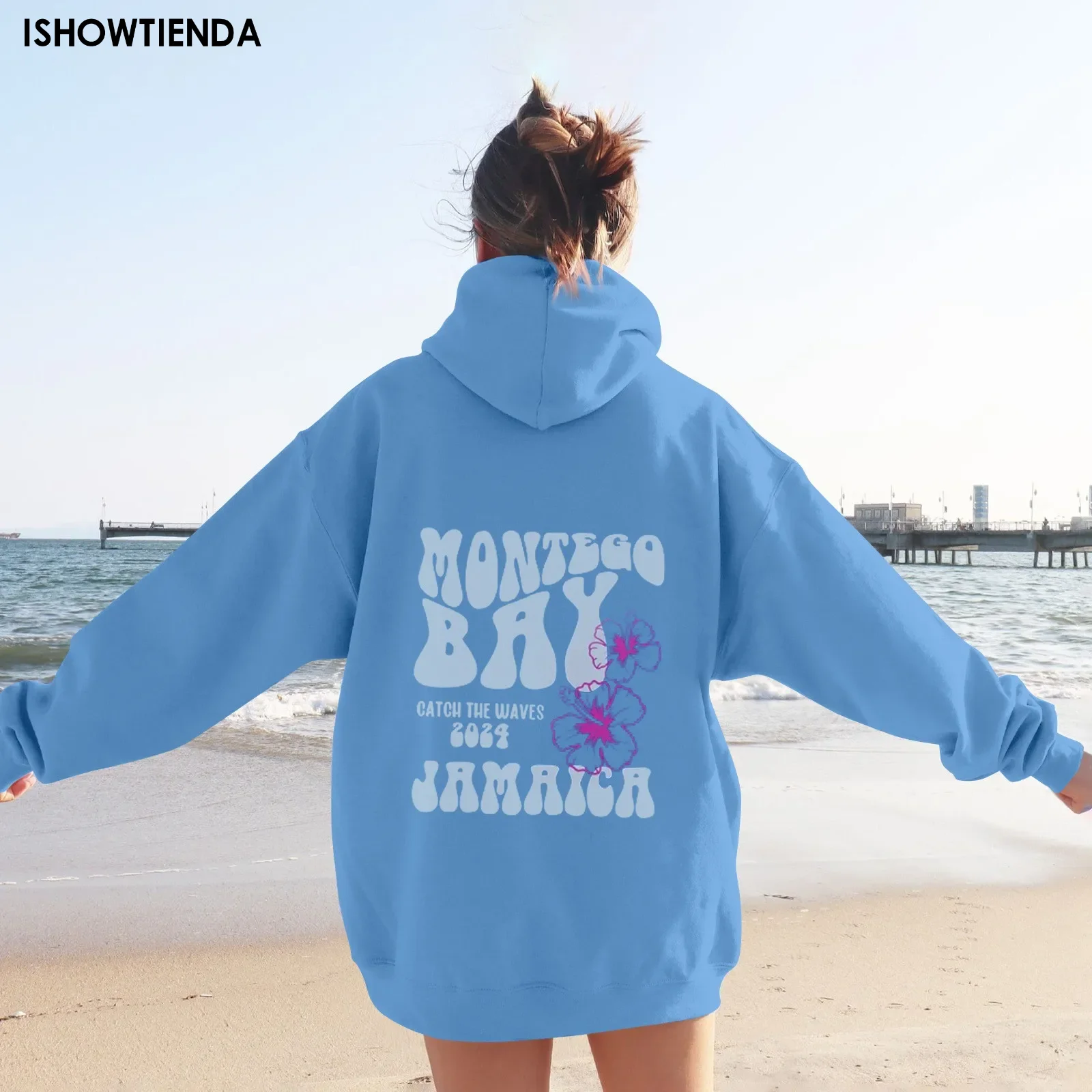 

Ocean Beach Chase Hoodie Sunset 2024 Letter Printed Long Sleeve Plus Size Hoodie Women Sweatshirts Harajuku Girl Casual Streetwe