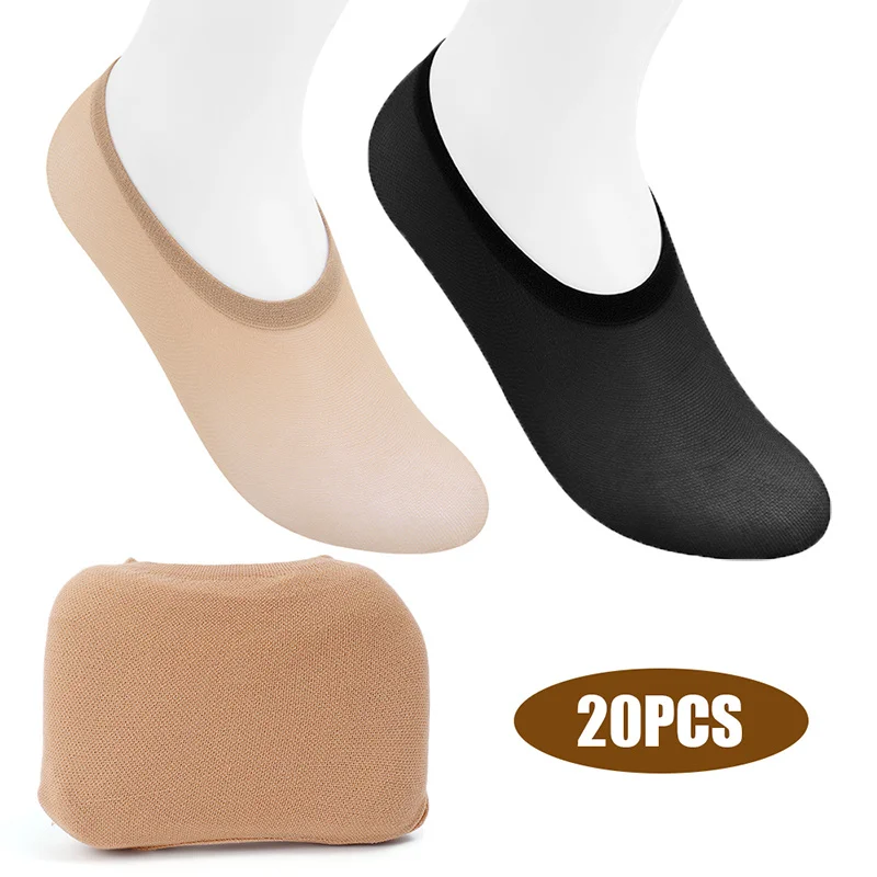 10pcs Women Summer Invisible Footsies Shoe Liner Trainer Ballerina Boat Socks Ladies Thin Sock Slippers Transparent Socks