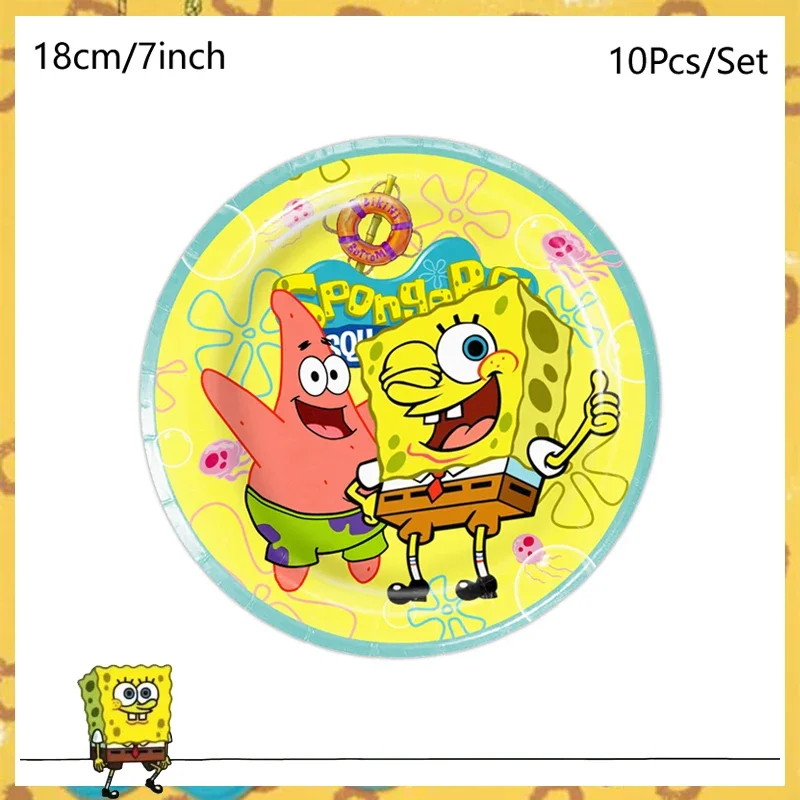 SpongeBob SquarePants Party Decorations Disposable Tableware Cup Plate Tablecloth Baby Shower Kids Birthday Party Decoration Set