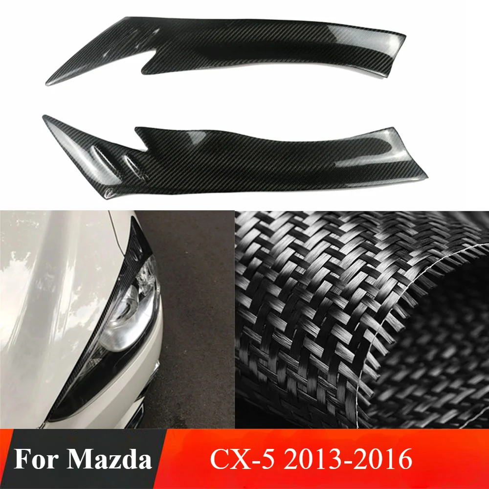 

For Mazda CX-5 2013-2016 Real Carbon Fiber Car Front Head Light Lamp Cover Brow Sticker Headlamp Eyebrow Headlight Eyelid Trim