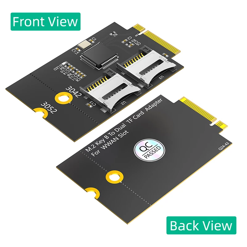 NEW 3042/3052 M.2 B Key USB Bus to Dual Micro SD TF Card T-Flash Reader Adapter Riser Card M2 NGFF Key-B WWAN Slot for Laptop PC