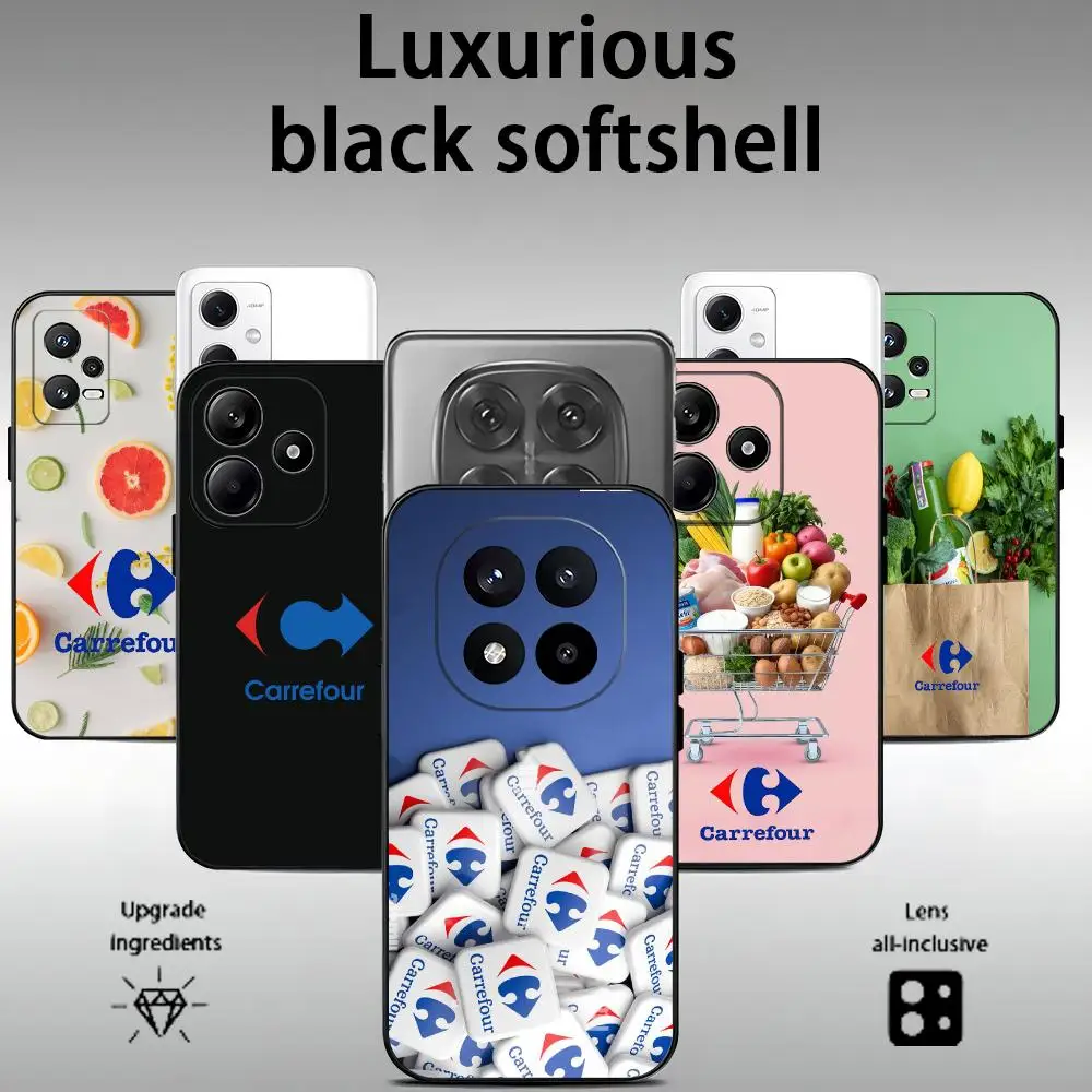 Чехол для телефона Carrefour для Xiaomi Redmi Note 17 15 14 13 12 11 Pro Plus S 5G 4G, мягкий черный чехол.