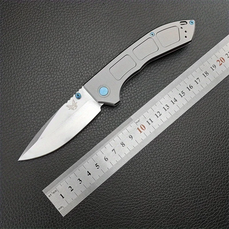 BM 748 Folding Knife D2 Blade Gray Aluminum Handle Outdoor Tactical Hunting Camping Hiking Portable EDC Knife With Pocket Clip