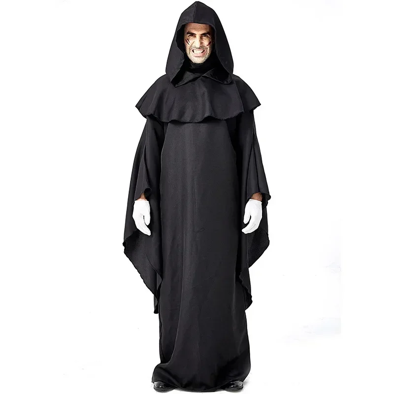 

Halloween Cosplay Medieval Cloak Priest Costume Carnival Men's Dreadful Pastor Monk Wizard Fancy Party Dress