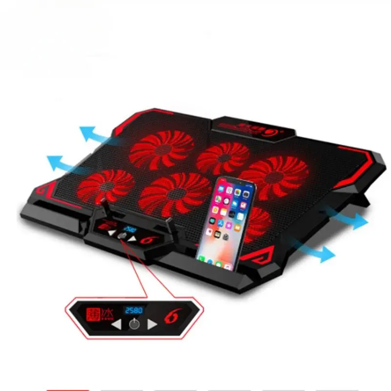 Laptop Stand with Led Screen with Six Fans and Two USB Ports 17 Inch Gaming Laptop 2600RPM Controlled Speed Computer Cooler