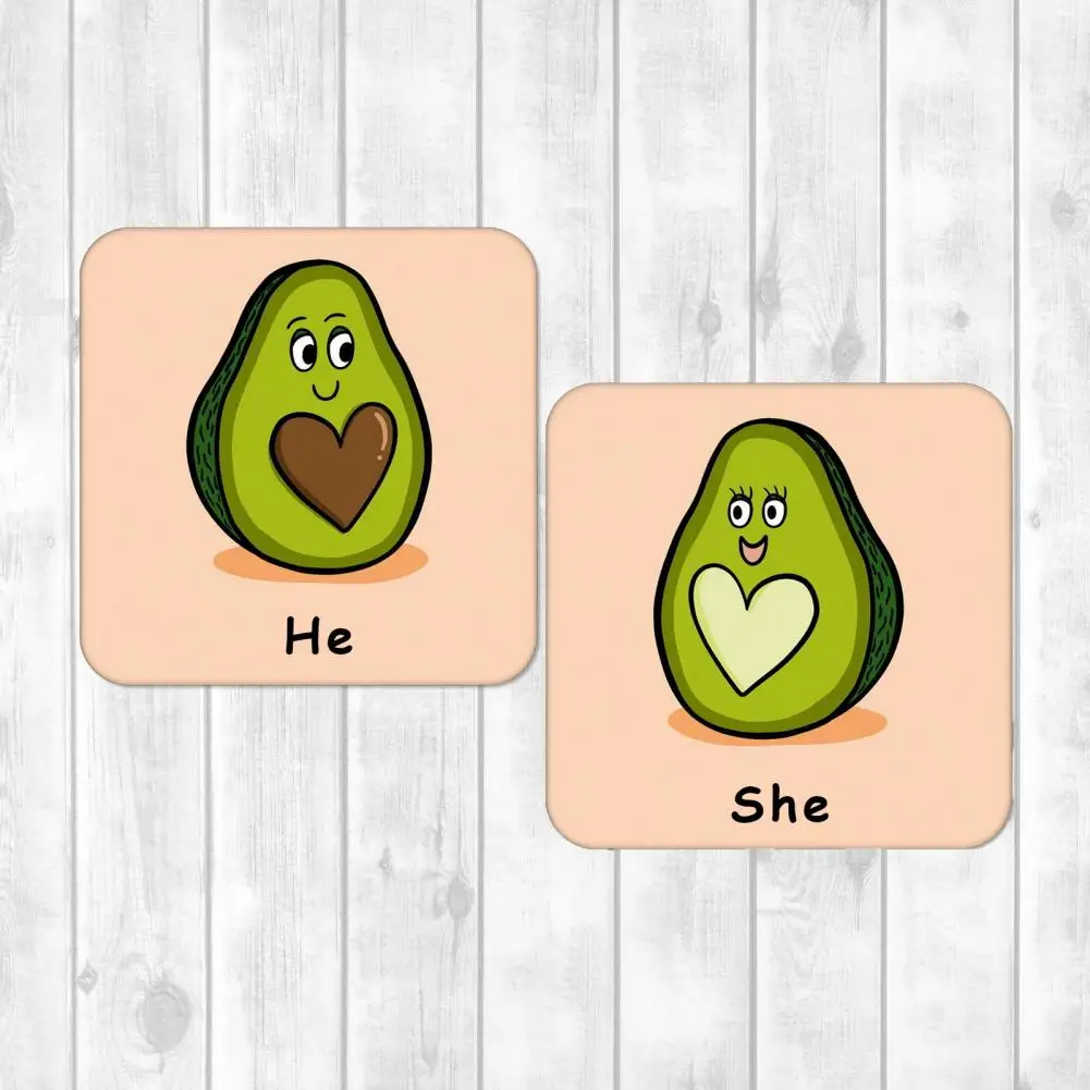 Heat-resistant Coaster Avocado Pattern Coaster Couple Avocado Acrylic Coaster Set Heat-resistant Non-slip Drink for Coffee