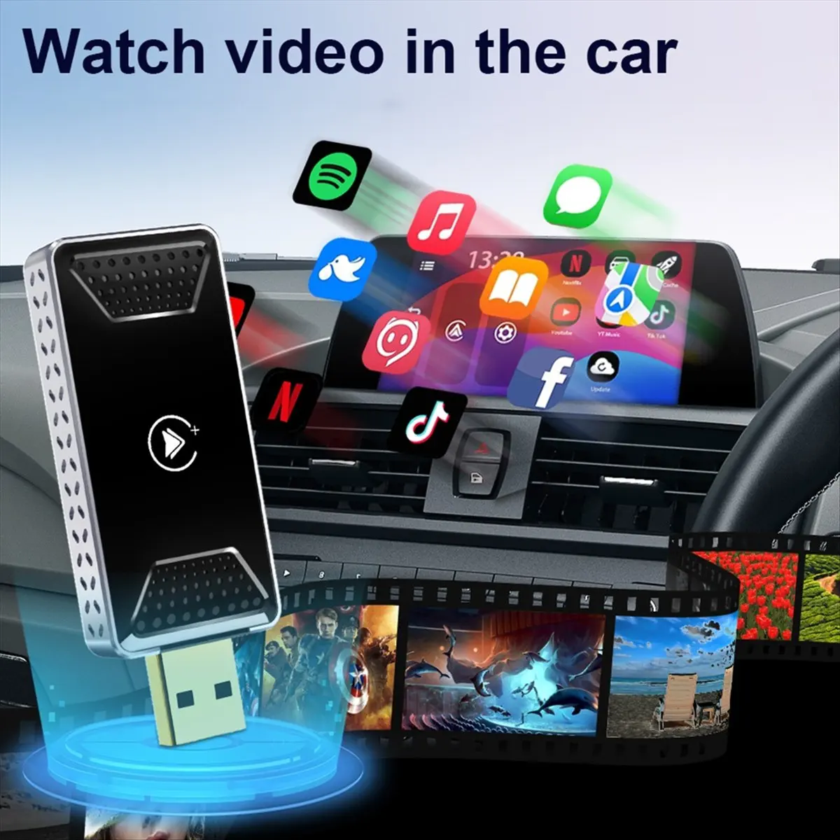 CH◆☆§Android 12 Carplay AI Box Wireless Carplay Adapter Android Auto for ~HOT SALE