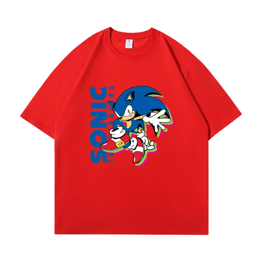 Sonic Top Y2k T-shirt d'été pour hommes et femmes, mode décontractée, ample, manches courtes, vêtements de rue en coton, vêtements de dessin animé