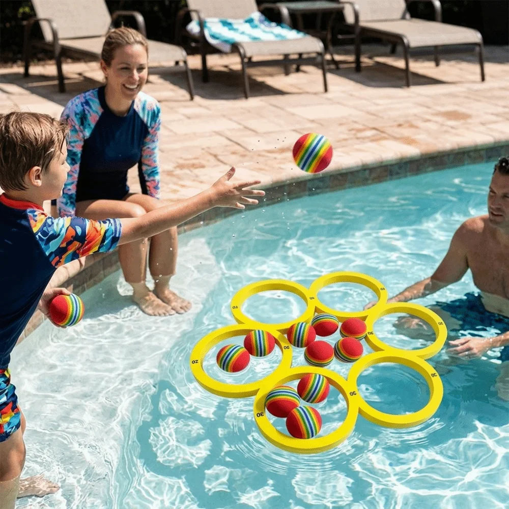 EVA Foam Water Ring Toss Game Floating Target Ring Toss Pool Toss Water Play Lightweight Floating Toss Set Family Gatherings